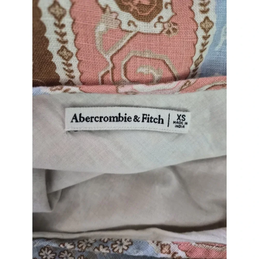 Abercrombie & Fitch Linen Blend Maxi Dress XS Paisley Boho Cottagecore Slip